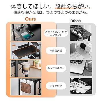 Amazon | DOMICON ゲーミングデスク コンセント付き 幅107CM 棚